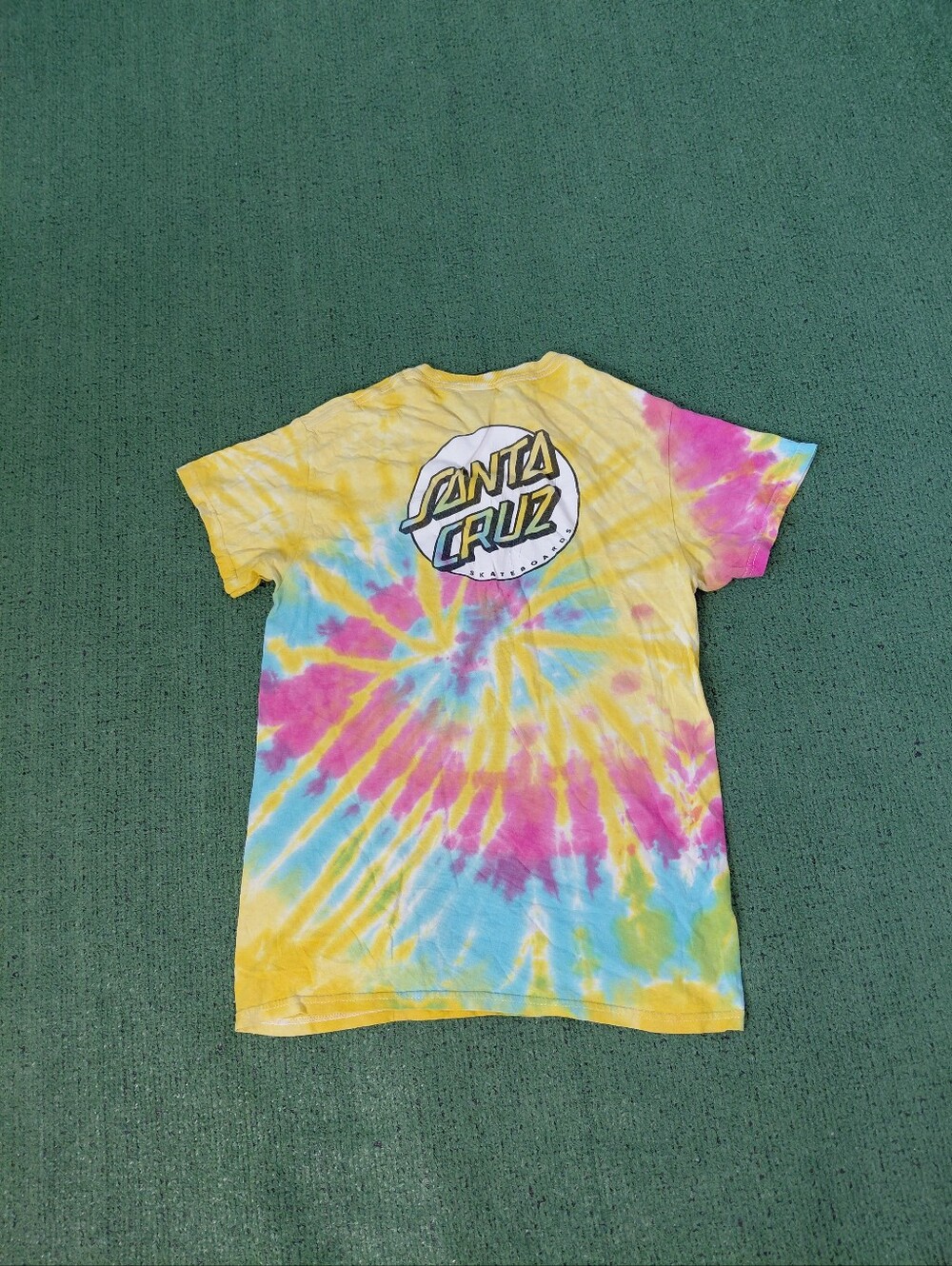 Santa Cruz Skateboards Colorful Tie Dye Logo Skater T Shirt Sz Small